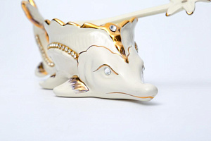 Икорница с ложкой фарфор 250мм Осетр подарочная упаковка  HOME ART Balsford 147-31044 000000000001197940