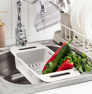 Дуршлаг 48х38см VERDE для овощей в раковину универсальный белый полипропилен 000000000001205683