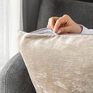 Наволочка декоративная 45х45см DE'NASTIA на молнии бежевый велюр меланж полиэстер 000000000001226961