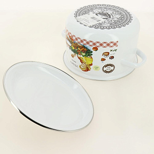 Кастрюля 4л СТАЛЬЭМАЛЬ Хозяюшка глубокая цилиндрическая белоснежная эмаль 000000000001206219