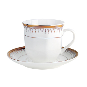 Набор чайный 12 предметов (чашка 200мл-6шт/блюдце-6шт) Голден лайн форма ребристая подарочная упаковка фарфор 000000000001218523