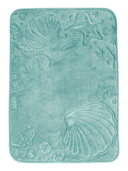 Коврик для ванны 50х70см DE'NASTIA Collection РАКУШКИ memory голубой полиэстер 000000000001177063