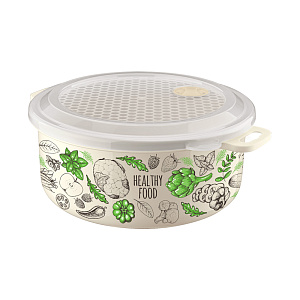 Емкость для холодильника и микроволновой печи 2л PHIBO с декором белый пластик 000000000001222394