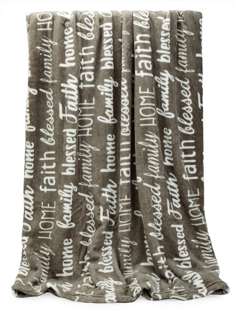 Плед 190x200см LUCKY Газета бежевый флис полиэстер 000000000001219029