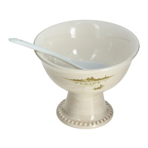 Креманка ПОСУДАРЪ ВЕНЕЦИЯ, фарфор, с ложечкой, ST018-V 000000000001082201