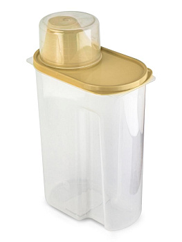 Контейнер 2,5л для сыпучих продуктов/для кормов с дозатором бежевый полипропилен 000000000001227842