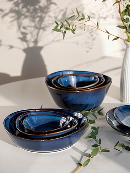 Тарелка суповая 25см 1,2л DE'NASTIA большая синий керамика 000000000001210843