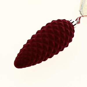 Новогоднее подвесное украшение Шишки бордо бархат из полистирола 2шт 11,5x3,5x3,5см 81891 000000000001201820