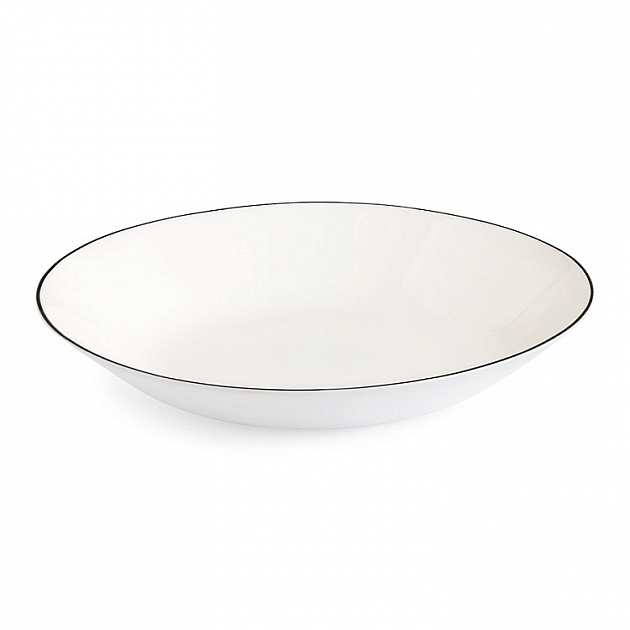 Тарелка суповая 21,5см 415мл DE'NASTIA белая с черной каймой стеклокерамика 000000000001218967