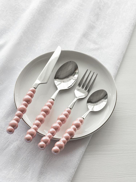 Вилка столовая DE'NASTIA Pearl розовый нержавеющая сталь/ручка керамика 000000000001227740