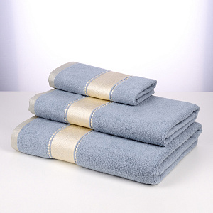 Полотенце махровое 70х130см LUCKY атласный бордюр серо-голубой хлопок 100% 000000000001208684