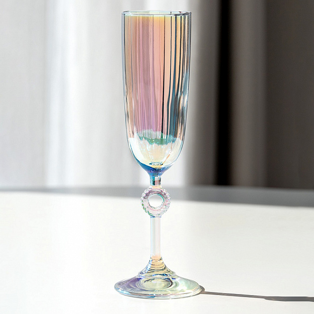 Бокал для шампанского 150мл DE'NASTIA Тиффани розовый стекло 000000000001219950