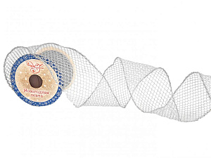 Новогодняя лента Серебряная сетка на картонной катушке с тканной кромкой 270х6,3x0,01см 82318 000000000001201783