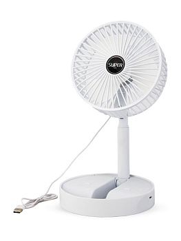 Вентилятор настольный 16,8х8,7х36см 5В 5Вт складной 1скорость регулировка наклона регулировка высоты питание от USB белый пластик 000000000001227267