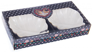 Набор 2 фигурных салатника 16см подарочная упаковка с окном и бантом ЛИСТ Balsford 101-01043 000000000001193966