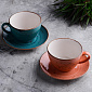 Набор чайный 4 предмета (чашка 350мл-2шт/блюдце-2шт) TULU PORSELEN Turquoise/Coral фарфор