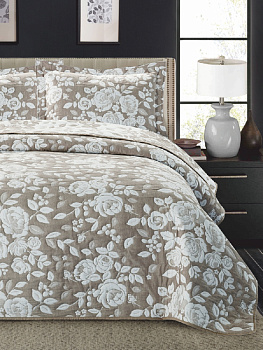 Покрывало DE'NASTIA 200х240см 3 слоя жаккард розы бежевый U000056 000000000001183155