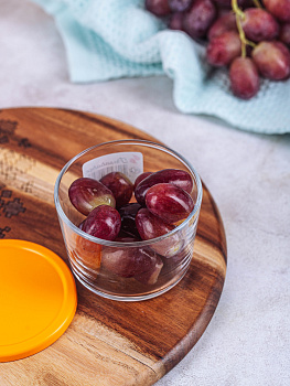 BASIC Контейнер 220мл 8,5х8,5х6см PASABAHCE оранжевая крышка стекло 000000000001158124