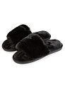 Тапочки домашние 36-37 женские меховые открытые черный полиэстер/ПВХ 000000000001228875