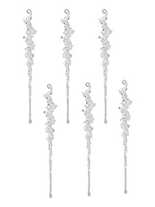 Декоративное украшение Сосулька на елку 15см 6шт прозрачная пластик 000000000001228119