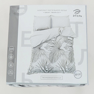 Комплект постельного белья Дуэт ЭТЕЛЬ Gray tropics пододеяльник 143х215см-2шт простынь 220х240см наволочки 70х70см-2шт хлопок 000000000001211279