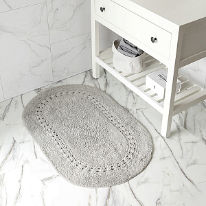 Коврик для ванной 60x100см DE'NASTIA овал кружево2 светло-серый хлопок 100% 000000000001219250