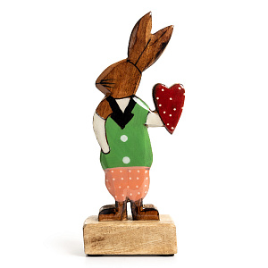 Декоративная фигурка 20x8x5см DE'NASTIAЗайка с сердцем дерево манго 000000000001225941