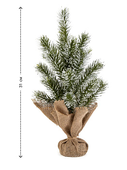 Ель искусственная 31 см белые кончики в горшочке литая 000000000001225508