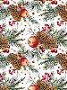 Бумага оберточная Яблоки на снегу для сувенирной продукции в рулонах с полноцветным декоративным рисунком плотность 90г/м2 100х70см 81756