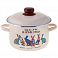 Кастрюля 2л APPETITE Зайцы цилиндрическая форма бежевая крышка эмаль