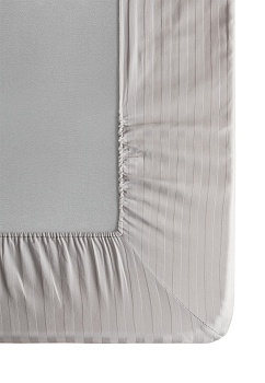 Проcтыня на резинке 160х200+25см DE'NASTIA серый страйп-сатин 1см хлопок 100% 000000000001212967