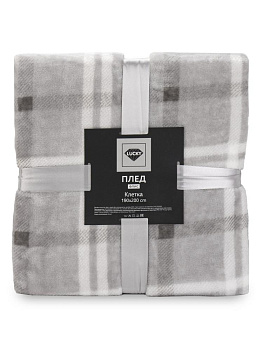 Плед 190x200см LUCKY Клетка серый флис полиэстер 000000000001229780