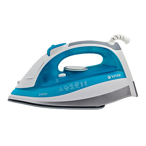 Утюг VITEK VT-1264 мощность 2400Вт. Подошва керамика. Паровой удар. Вертикальное отпаривание. Система самоочистки. Вращение шнура 000000000001193144