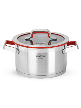 Кастрюля с крышкой 2,5л MATISSA красный нержавеющая сталь/силикон/стекло 000000000001227362