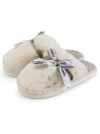 Тапочки домашние 40-41 женские меховые атласный бант молочный полиэстер/ПВХ 000000000001228922