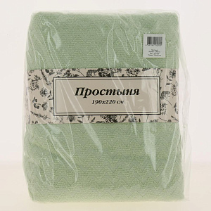 Простыня жаккардовая Миссони 190х220см хлопок100%  зеленый Индия C040012 000000000001190036