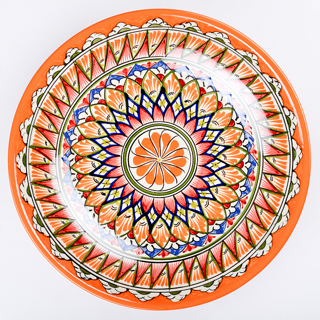 Блюдо (ляган) 34см RISHTON KULOLCHILIC мехроб глубокий оранжевый керамика 000000000001207889