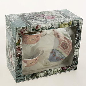 Сервиз чайный 4 предмета  (чашка 225мл-4шт/блюдце-4шт) LARANGE Фьюжн подарочная упаковка фарфор 000000000001204442