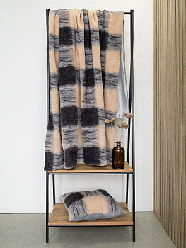 Наволочка декоративная 45х45см DE'NASTIA Клетка 2слоя коричневый/бежевый полиэстер 000000000001229901