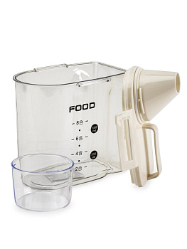 Контейнер для сыпучих продуктов/для кормов с дозатором 1л белый пластик_ST 000000000001228756