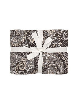 Комплект постельного белья Семейный DE'NASTIA (50x70см-2шт/70x70см-2шт/под-145x210см-2шт/пр-230x260см) Пейсли полоска темно-серый/серый жатый хлопок 000000000001221460