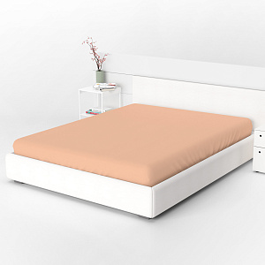 Простыня на резинке 90х200х25см LUCKY персиковая поплин хлопок 100% 000000000001216620