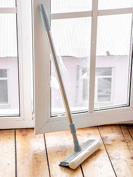 Окномойка 75-125см LUCKY с телескопической ручкой серый нержавеющая сталь/пенополиуретан/резина 000000000001217309