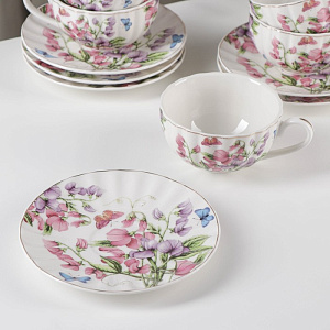 Набор чайный 12 предметов (чашка 180мл-6шт/блюдце-6шт) ДОЛЯНА Колокольчики керамика 000000000001210614