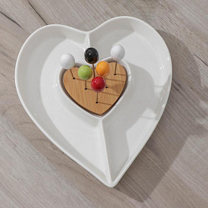 Менажница 2 ячейки Эстет шпажки 6шт белый керамика 000000000001210817