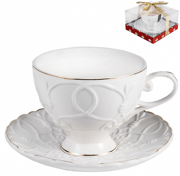 Чайная пара (чашка 220мл) BALSFORD Грация Клио подарочная упаковка с бантом фарфор 000000000001193999