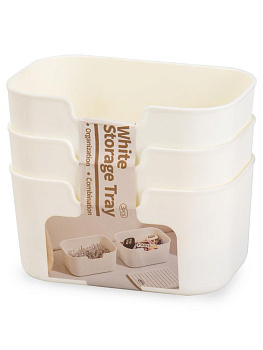 Набор контейнеров для хранения 3 шт без крышки 12х7х7см белый пластик_ST 000000000001228758