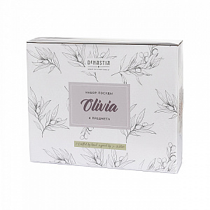 Набор тарелок обеденных 4шт 24,7x19,5x2,7см DE'NASTIA Оливки черно-белый фарфор 000000000001225120