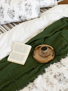 Плед 150x200см DE'NASTIA многослойный зеленый хлопок 000000000001230293