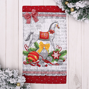 Полотенце 35х60см ДОЛЯНА Новогодние игрушки 100% хлопок 160г/м2 000000000001208903